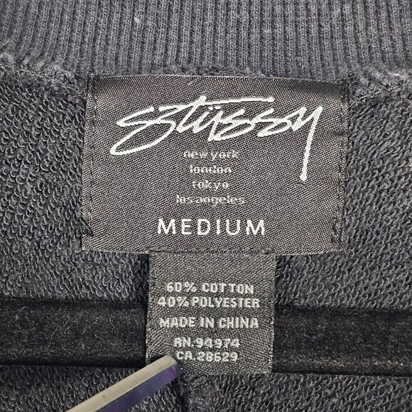 Stussy Shawl Collar Embroidered Mens Medium Long Sleeve Button Cardigan Sweater - Picture 4 of 6